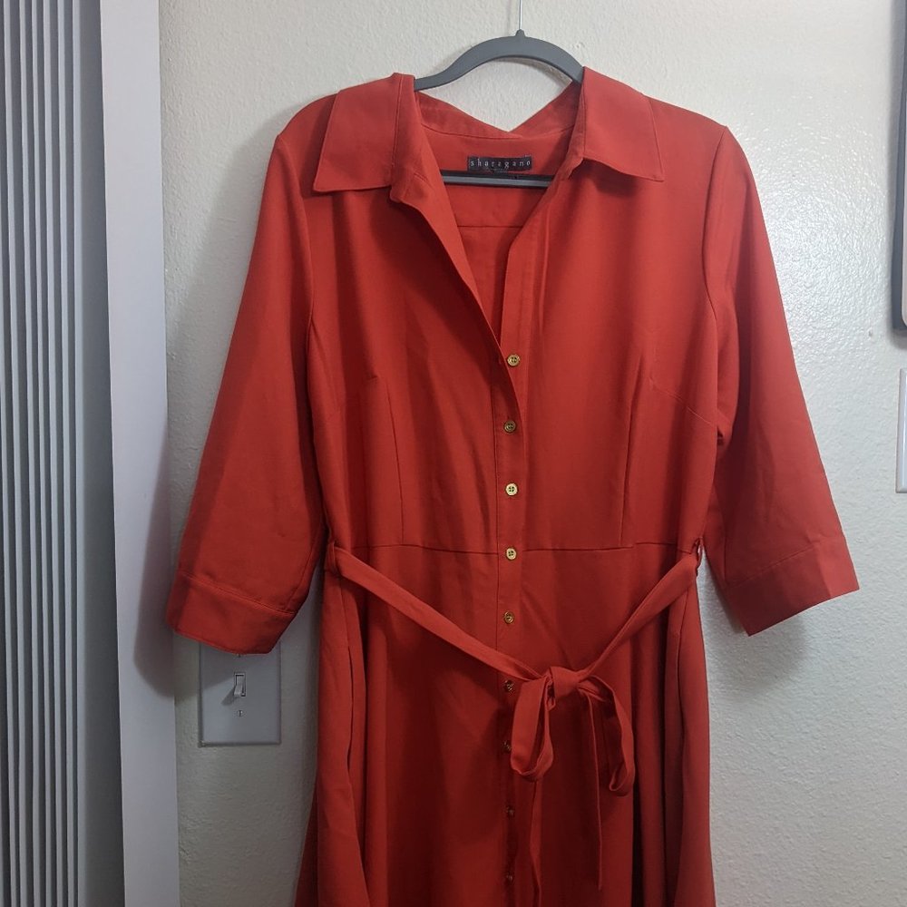 Bright Red Shirt Dress Fit and Flare